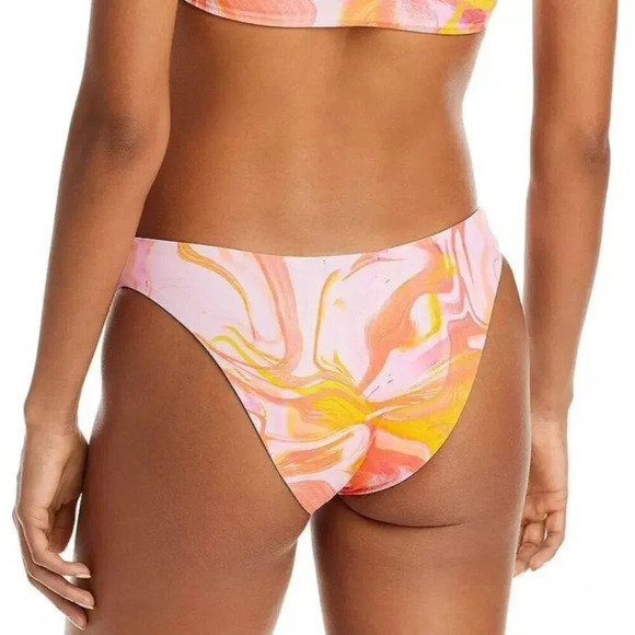 AQUA SWIM Swirl Print Scoop Front Bikini Swim Suit Bottom Cheeky NWT Small - Picture 2 of 6